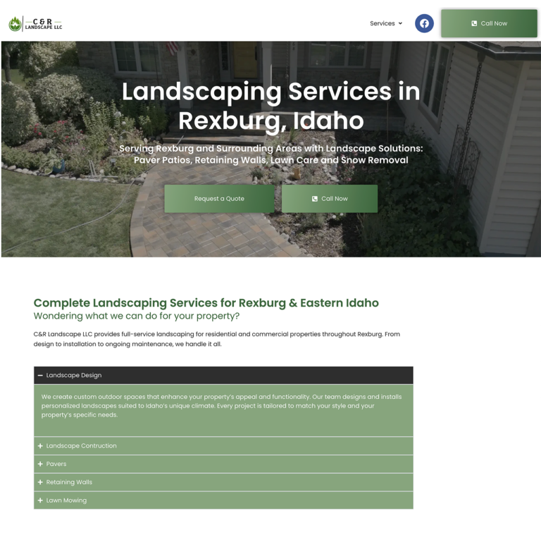 C&R Landscape LLC, SEO project for landscaping company in Rexburg Idaho