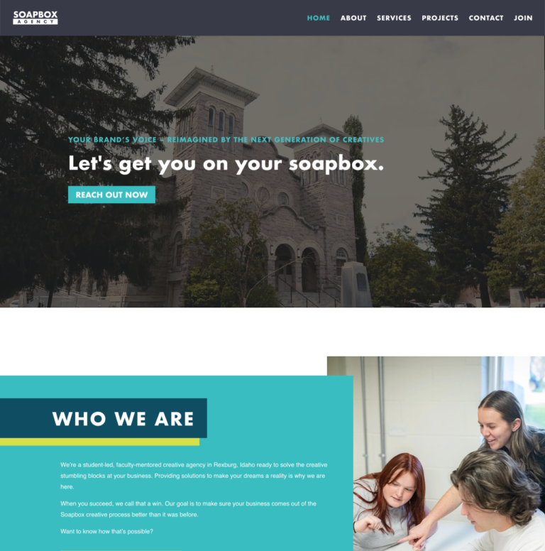 BYU-Idaho Soapbox Agency website development project in Rexburg Idaho