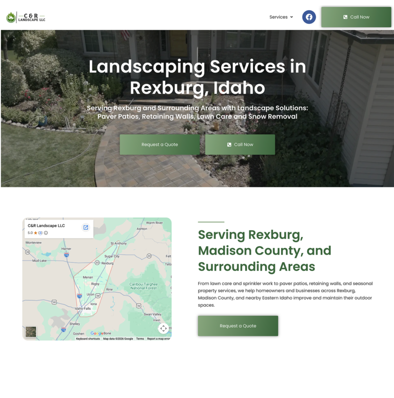 C&R Landscape LLC, SEO project for landscaping company in Rexburg Idaho