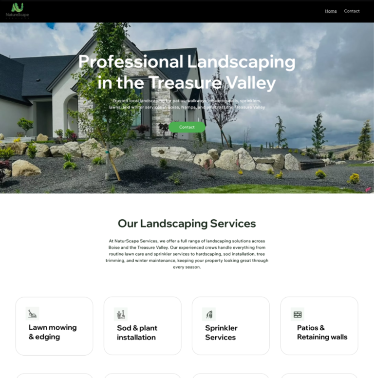 NaturScape Services landscaping website design for landscaping company in Boise and Treasure Valley Idaho