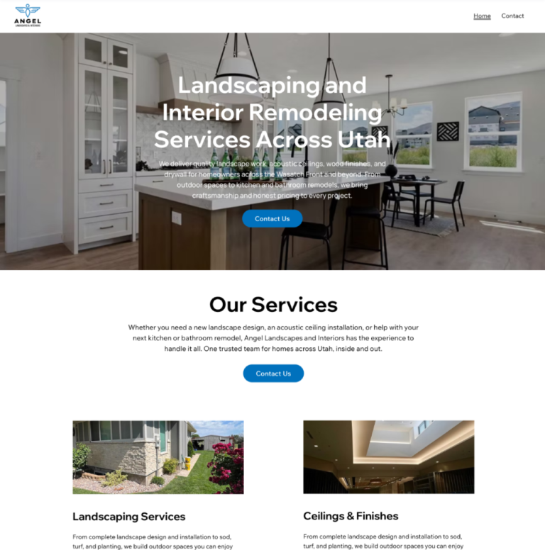 Angel Landscapes and Interiors website design for landscaping and interior remodeling company in Tooele Utah