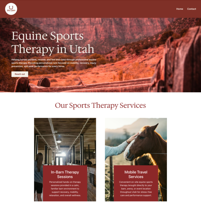 JustJinks Equine Sports Therapy website design for horse therapy business in Herriman Utah