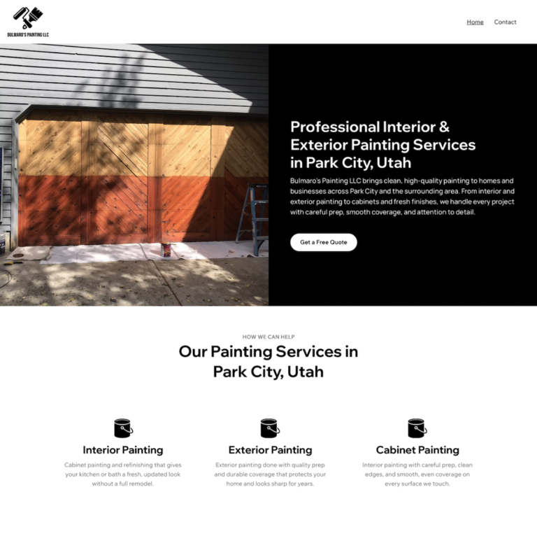 Bulmaro's Painting LLC website design for interior and exterior painting company in Park City Utah